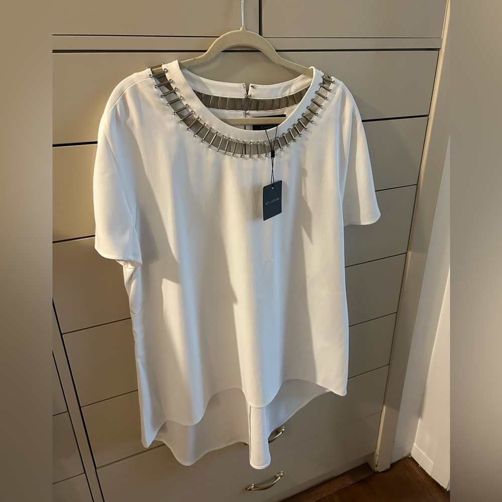 St John tunic top, size L, with tags never worn, slight pulls in fabric